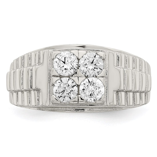 Sterling Silver Rhodium-plated CZ Fashion Ring