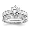 Sterling Silver Rhodium-plated CZ 2 Piece Wedding Ring Set