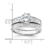 Sterling Silver Rhodium-plated CZ 2 Piece Wedding Ring Set