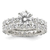 Sterling Silver Rhodium-plated CZ 2 Piece Wedding Set Ring