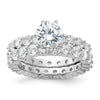 Sterling Silver Rhodium-plated CZ 2 Piece Wedding Set Ring