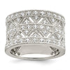 Sterling Silver Rhodium-plated Polished CZ Vintage Ring