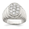 Sterling Silver Rhodium-plated Men's CZ Cluster Ring