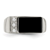 Sterling Silver Rhodium-plated Onyx & CZ Ring