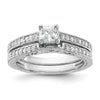 Sterling Silver Rhodium-plated 2-Piece CZ Wedding Set Ring