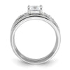 Sterling Silver Rhodium-plated CZ 3 Piece Wedding Set Ring
