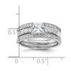 Sterling Silver Rhodium-plated CZ 3 Piece Wedding Set Ring