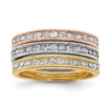 Sterling Silver Vermeil Polished Trio CZ Rings
