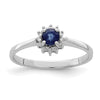 Sterling Silver Rhodium-plated Sapphire & Diamond Ring