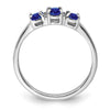 Sterling Silver Rhodium 3 Oval Gemstone and Diamond Ring