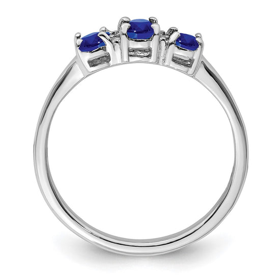 Sterling Silver Rhodium 3 Oval Gemstone and Diamond Ring
