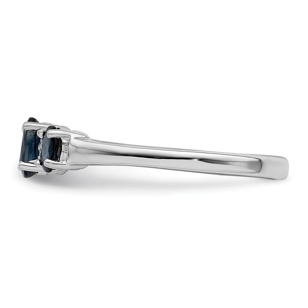 Sterling Silver Rhodium 3 Oval Gemstone and Diamond Ring