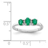 Sterling Silver Rhodium 3 Oval Gemstone and Diamond Ring
