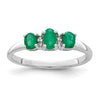 Sterling Silver Rhodium 3 Oval Gemstone and Diamond Ring
