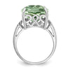 Sterling Silver Rhodium Green Quartz & Diam. Ring