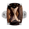 Sterling Silver Rhodium Smoky Quartz & Diam. Ring