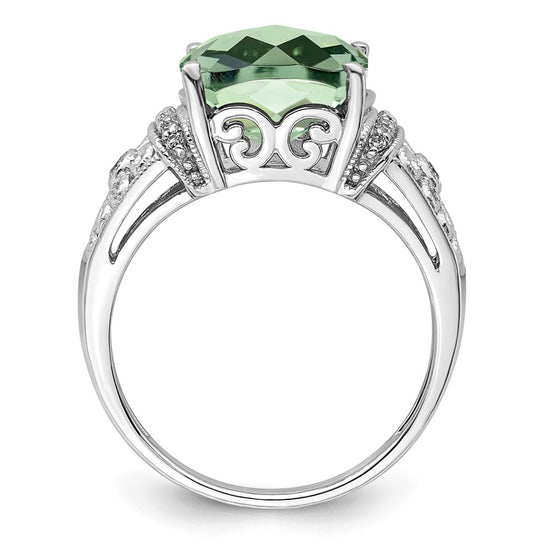 Sterling Silver Checker-cut Gemstone & Diamond Rings