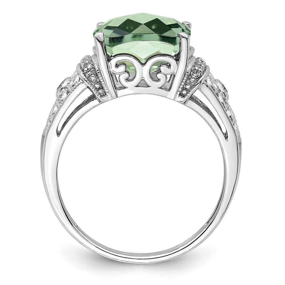 Sterling Silver Checker-cut Gemstone & Diamond Rings