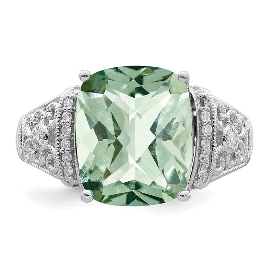 Sterling Silver Checker-cut Gemstone & Diamond Rings