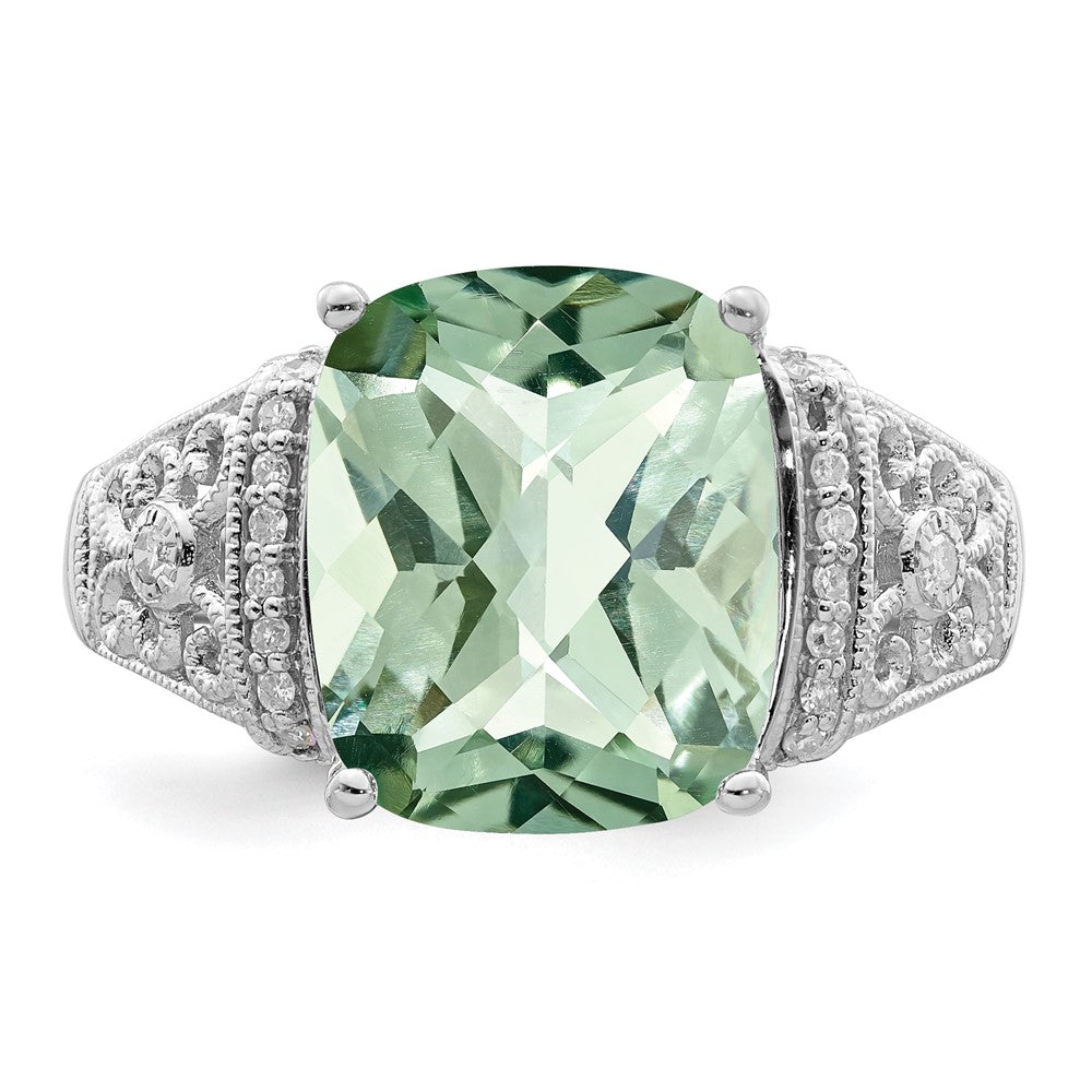 Sterling Silver Checker-cut Gemstone & Diamond Rings
