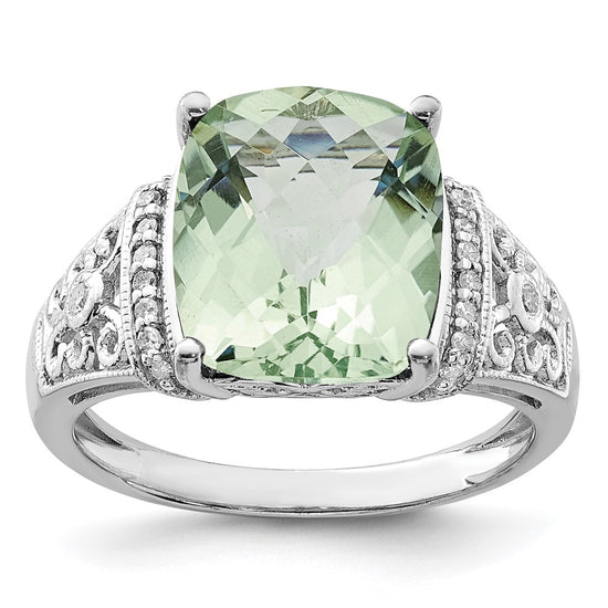 Sterling Silver Checker-cut Gemstone & Diamond Rings