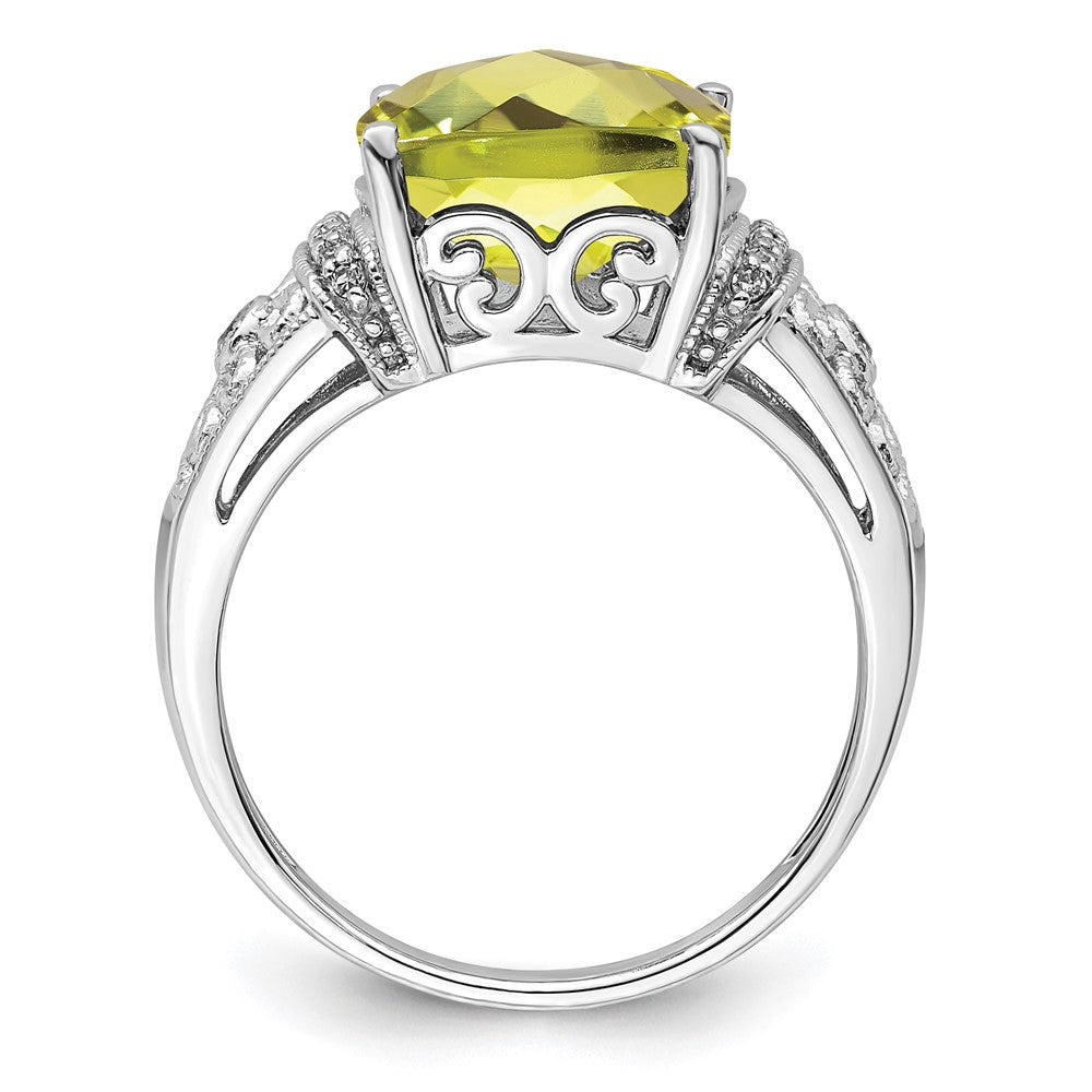 Sterling Silver Checker-cut Gemstone & Diamond Rings