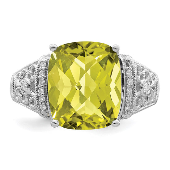 Sterling Silver Checker-cut Gemstone & Diamond Rings