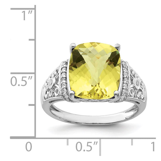 Sterling Silver Checker-cut Gemstone & Diamond Rings
