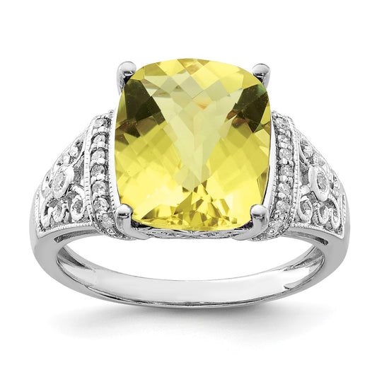 Sterling Silver Checker-cut Gemstone & Diamond Rings