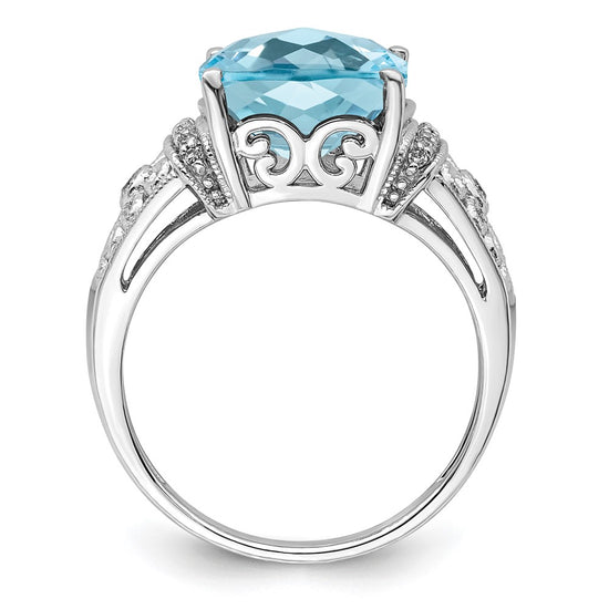 Sterling Silver Checker-cut Gemstone & Diamond Rings
