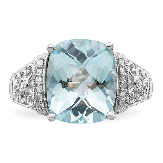 Sterling Silver Checker-cut Gemstone & Diamond Rings