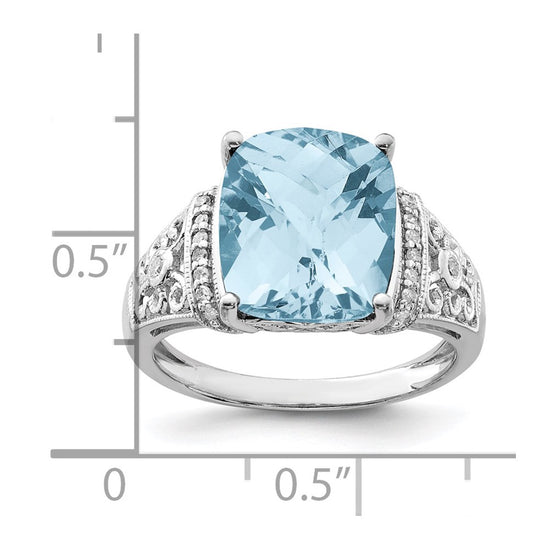 Sterling Silver Checker-cut Gemstone & Diamond Rings