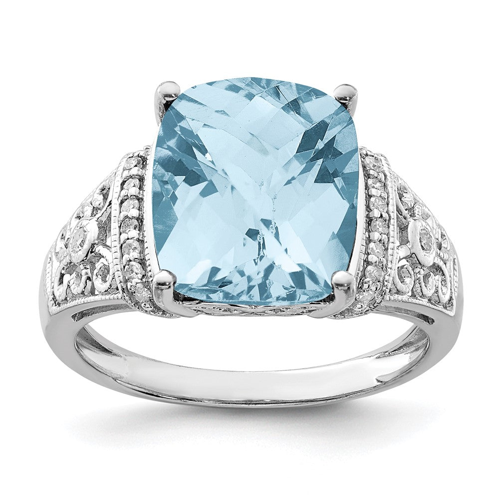 Sterling Silver Checker-cut Gemstone & Diamond Rings
