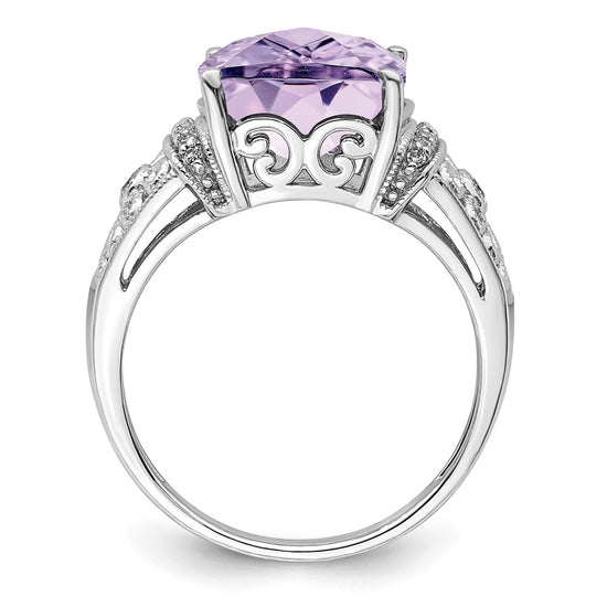 Sterling Silver Checker-cut Gemstone & Diamond Rings