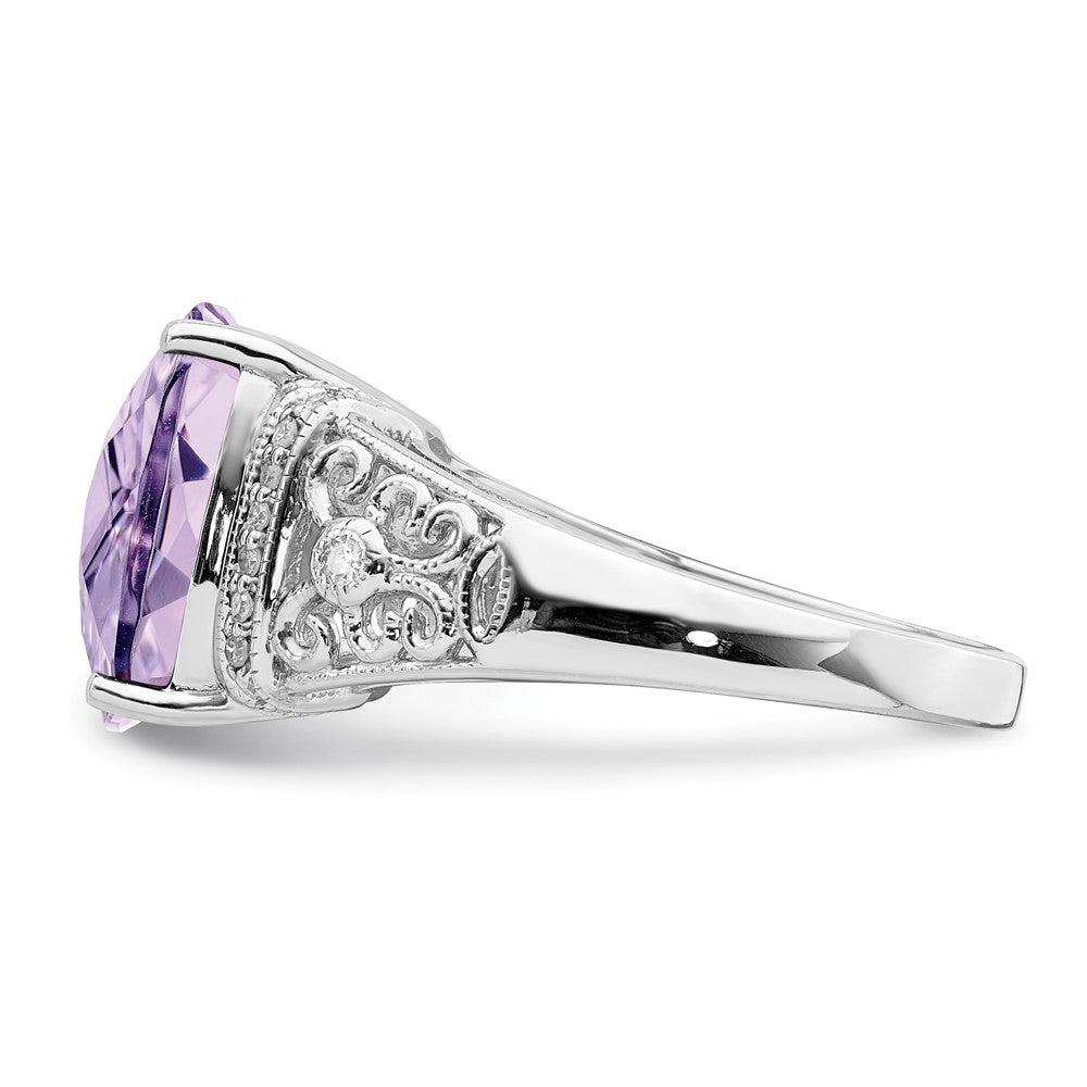Sterling Silver Checker-cut Gemstone & Diamond Rings