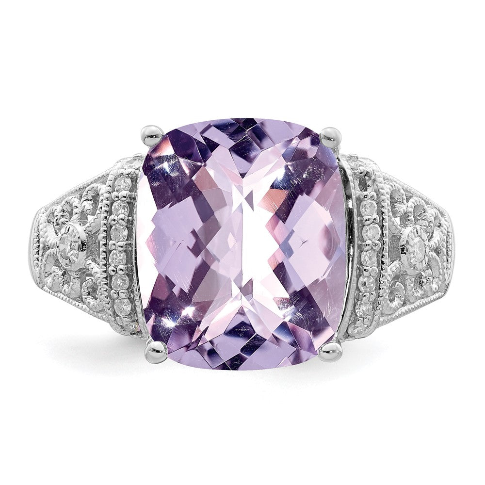 Sterling Silver Checker-cut Gemstone & Diamond Rings