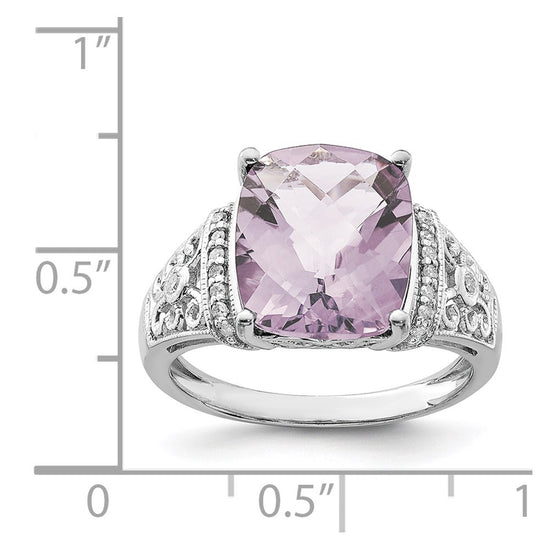 Sterling Silver Checker-cut Gemstone & Diamond Rings