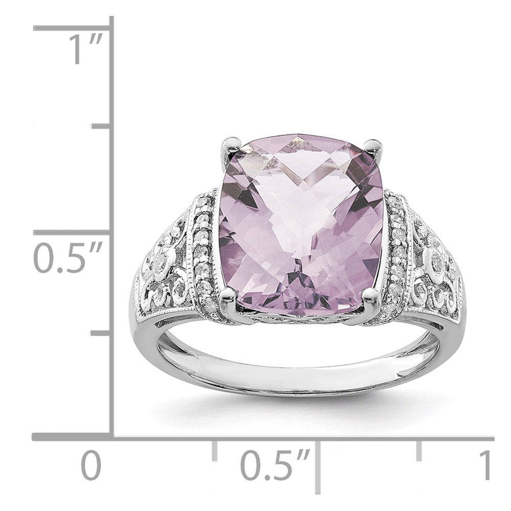 Sterling Silver Checker-cut Gemstone & Diamond Rings