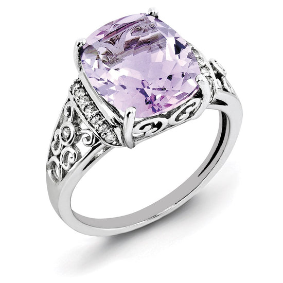 Sterling Silver Checker-cut Gemstone & Diamond Rings