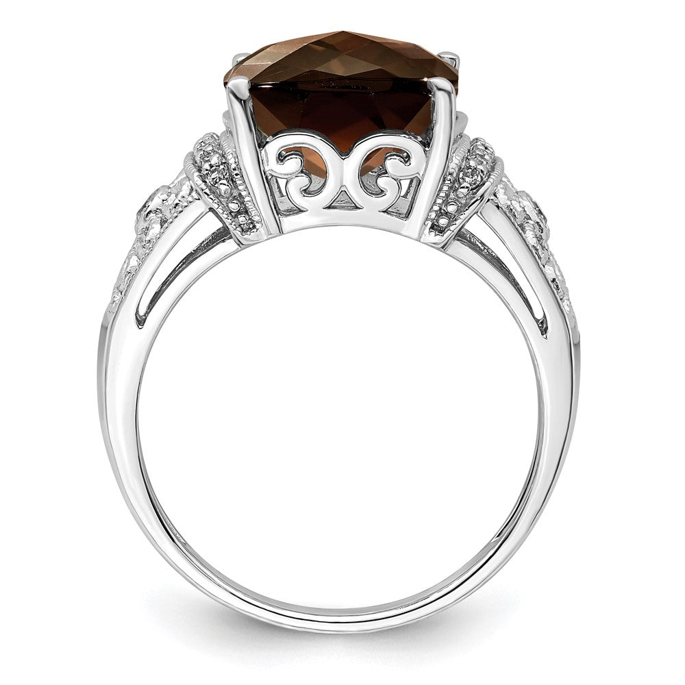 Sterling Silver Checker-cut Gemstone & Diamond Rings