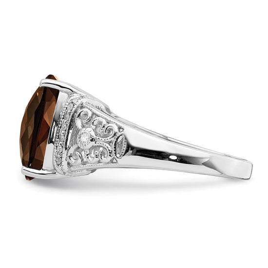 Sterling Silver Checker-cut Gemstone & Diamond Rings