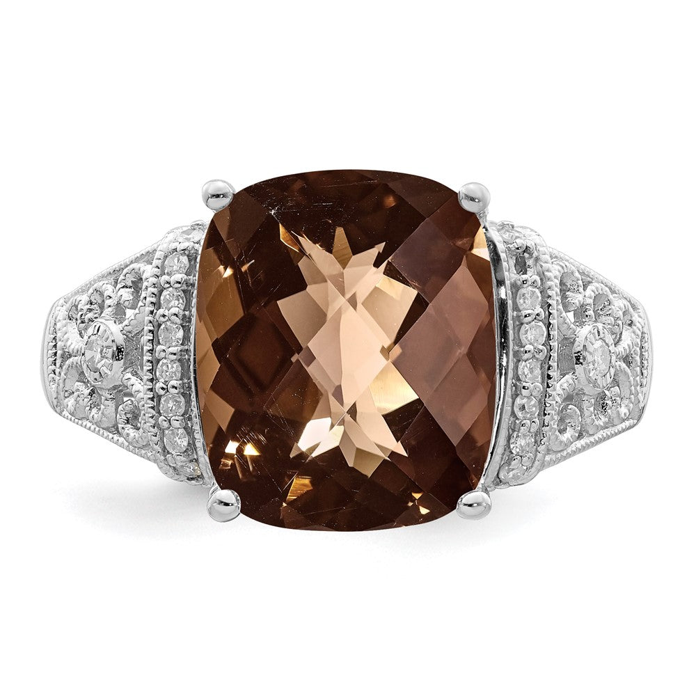 Sterling Silver Checker-cut Gemstone & Diamond Rings