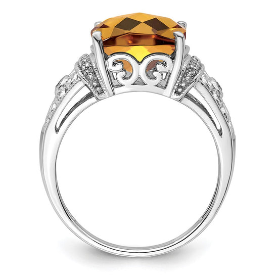 Sterling Silver Checker-cut Gemstone & Diamond Rings