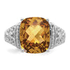 Sterling Silver Checker-cut Gemstone & Diamond Rings