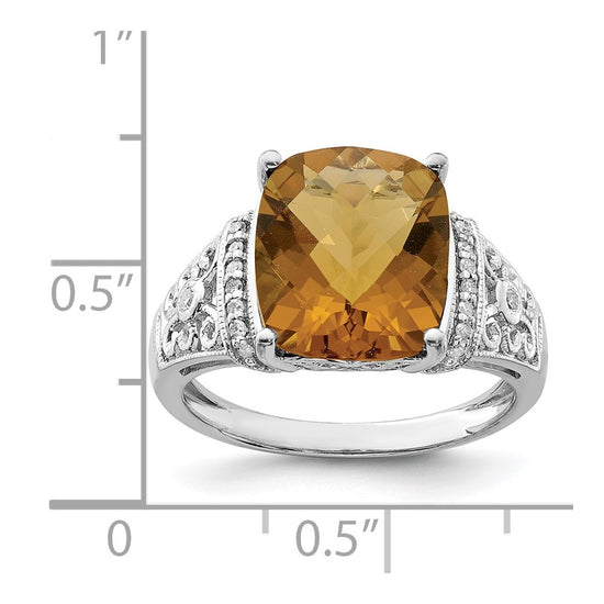 Sterling Silver Checker-cut Gemstone & Diamond Rings