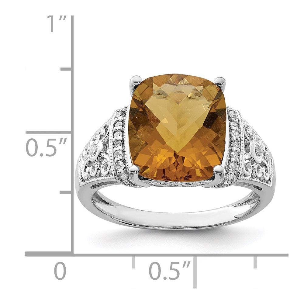 Sterling Silver Checker-cut Gemstone & Diamond Rings
