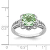 Sterling Silver Rhodium-plated Checker-Cut Gemstone and Diamond Ring
