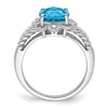 Sterling Silver Rhodium-plated Checker-Cut Gemstone and Diamond Ring