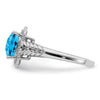 Sterling Silver Rhodium-plated Checker-Cut Gemstone and Diamond Ring