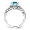 Sterling Silver Rhodium-plated Checker-Cut Gemstone and Diamond Ring